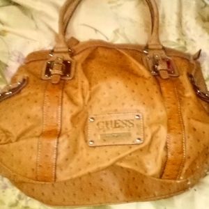 Brown oversized ostrich  leather bag new